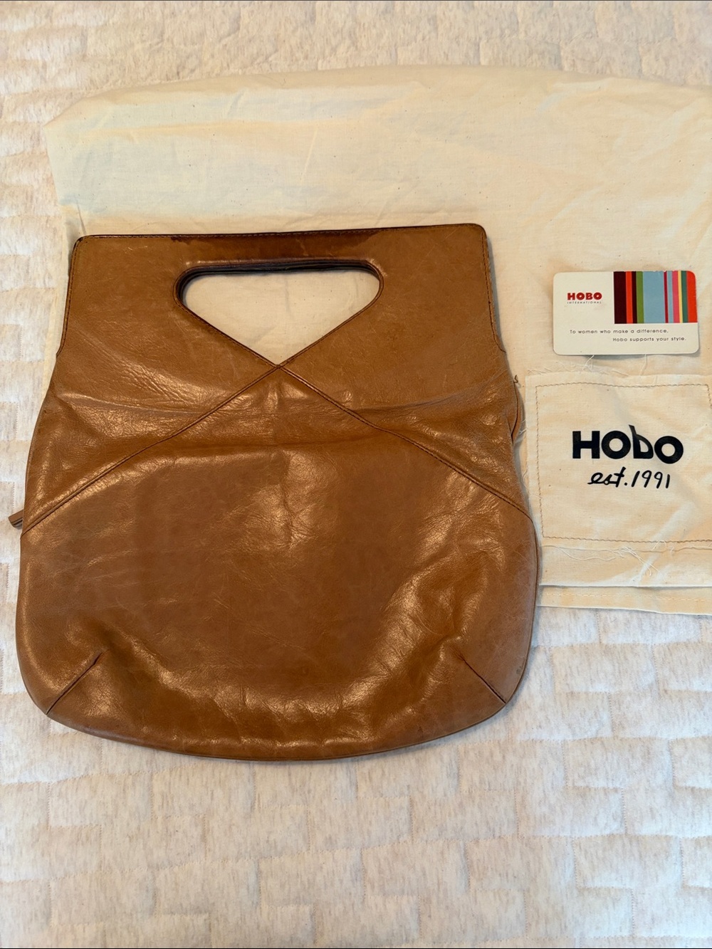HOBO Brown Leather Cutout Handle Clutch